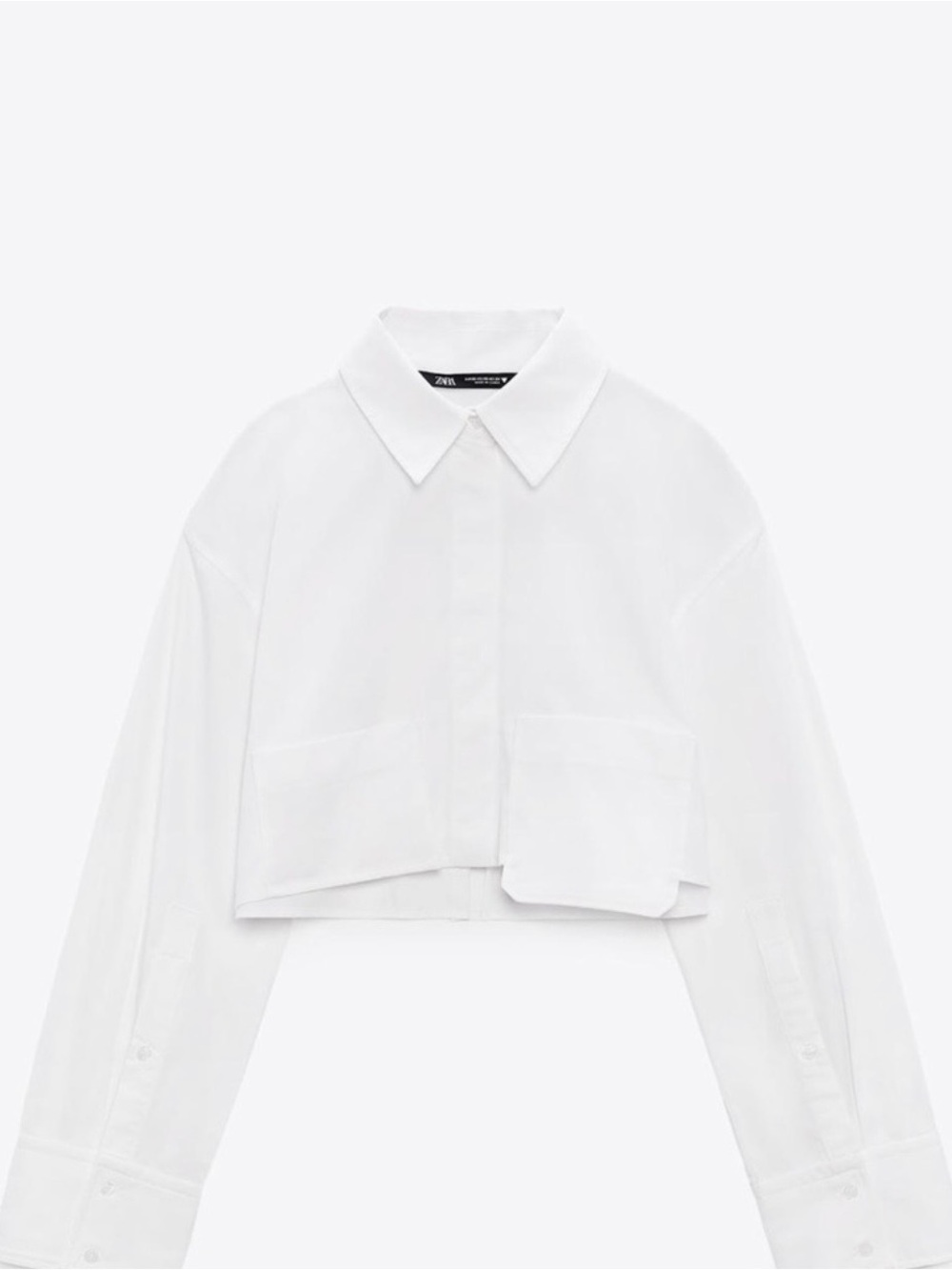 Zara Crop White Poplin Shirt
